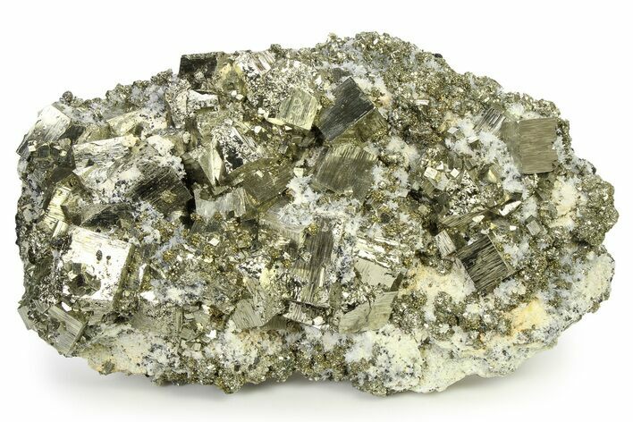 Gleaming Pyrite Crystals with Chalcopyrite and Quartz - Peru #325626